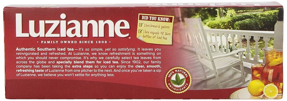 Luzianne Iced Tea, Family Quart Tea Bags, 24-Count Boxes (Pack of 12) N2