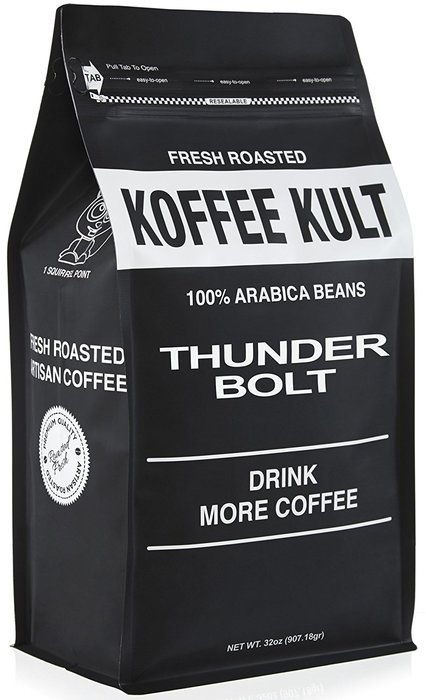 Thunder Bolt Whole Bean Coffee 2 pound Colombian - Ideal for French Press, Drip Coffee from Koffee Kult - Packaging...