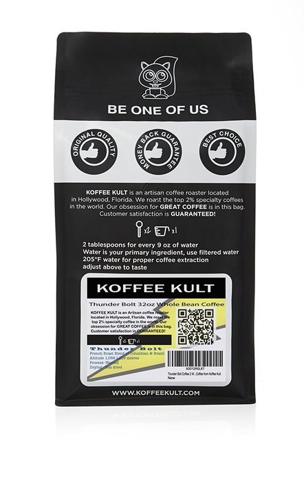 Thunder Bolt Whole Bean Coffee 2 pound Colombian - Ideal for French Press, Drip Coffee from Koffee Kult - Packaging... N5