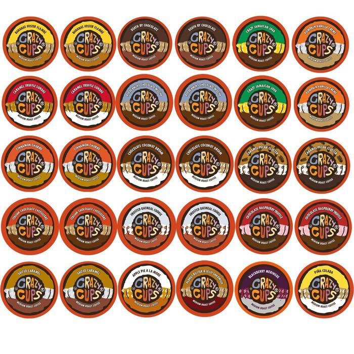 30-count Crazy Cups Flavored Coffee Single Serve Cups for Keurig K Cups Brewer Variety Pack Sampler