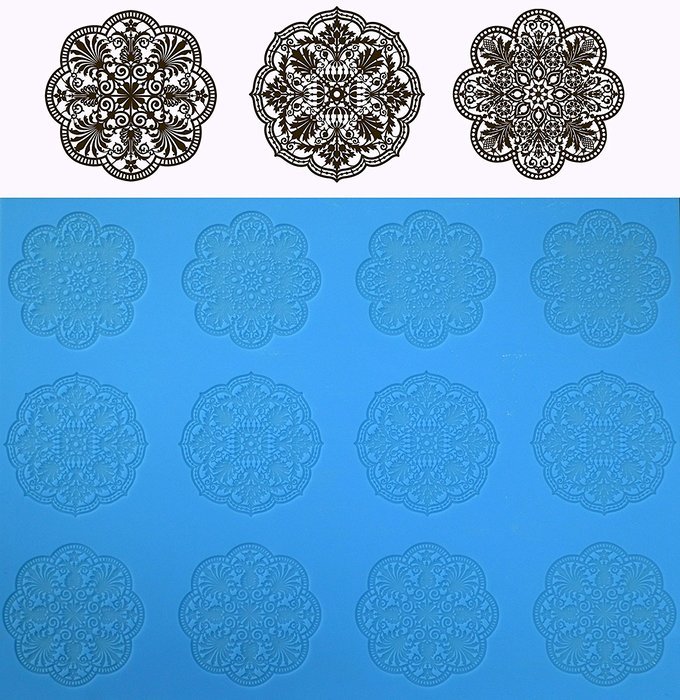 Baroque SLM018 Cake & Cupcake Silicone Lace Mat Edible Sugar Mould Extra Large - 12 Inserts