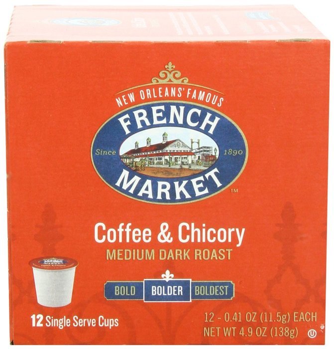 French Market Medium Dark Roast and Chicory Single Serve Cups Coffee, 12 Count (Pack of 6) N2