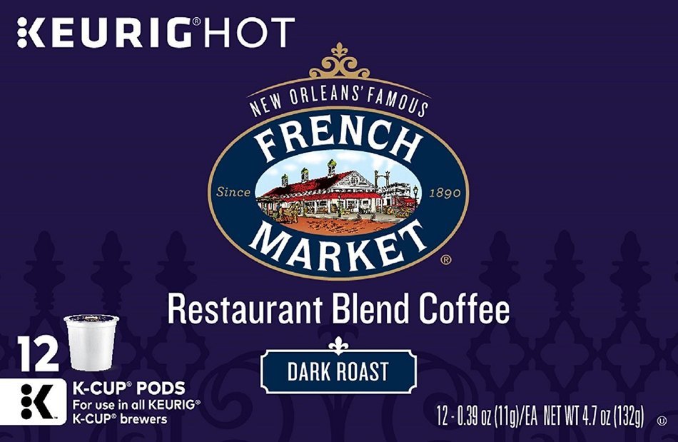 French Market Medium Dark Roast and Chicory Single Serve Cups Coffee, 12 Count (Pack of 6) N3