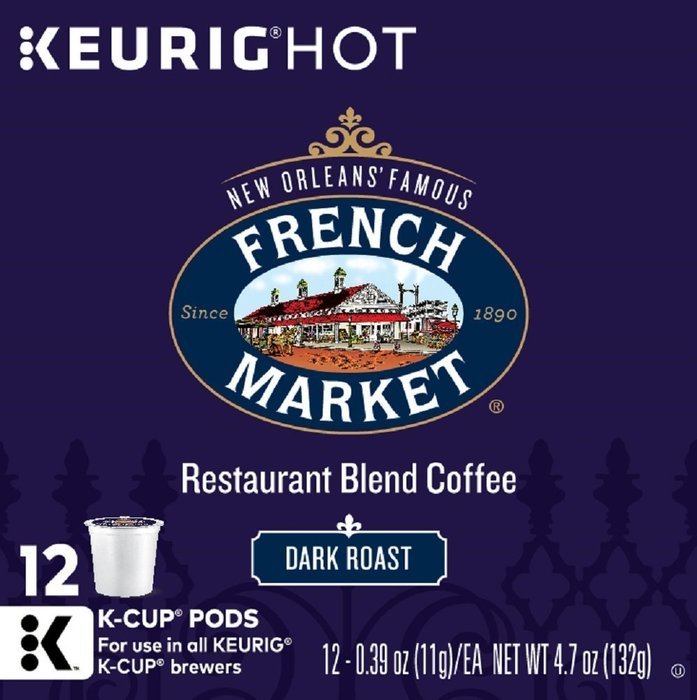 French Market Medium Dark Roast and Chicory Single Serve Cups Coffee, 12 Count (Pack of 6) N4