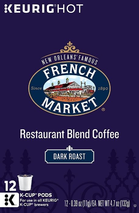 French Market Medium Dark Roast and Chicory Single Serve Cups Coffee, 12 Count (Pack of 6) N5