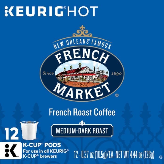 French Market Medium Dark Roast and Chicory Single Serve Cups Coffee, 12 Count (Pack of 6) N12