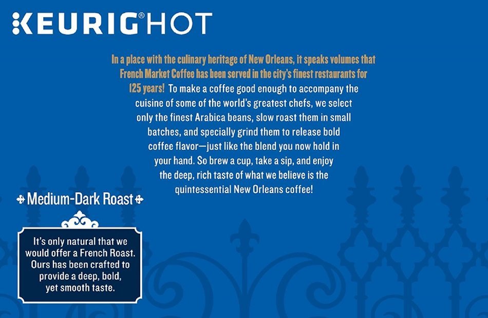 French Market Medium Dark Roast and Chicory Single Serve Cups Coffee, 12 Count (Pack of 6) N14