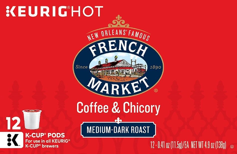 French Market Medium Dark Roast and Chicory Single Serve Cups Coffee, 12 Count (Pack of 6) N17