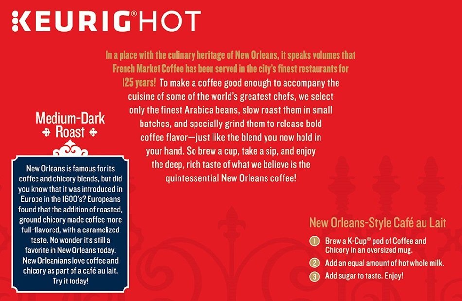 French Market Medium Dark Roast and Chicory Single Serve Cups Coffee, 12 Count (Pack of 6) N19