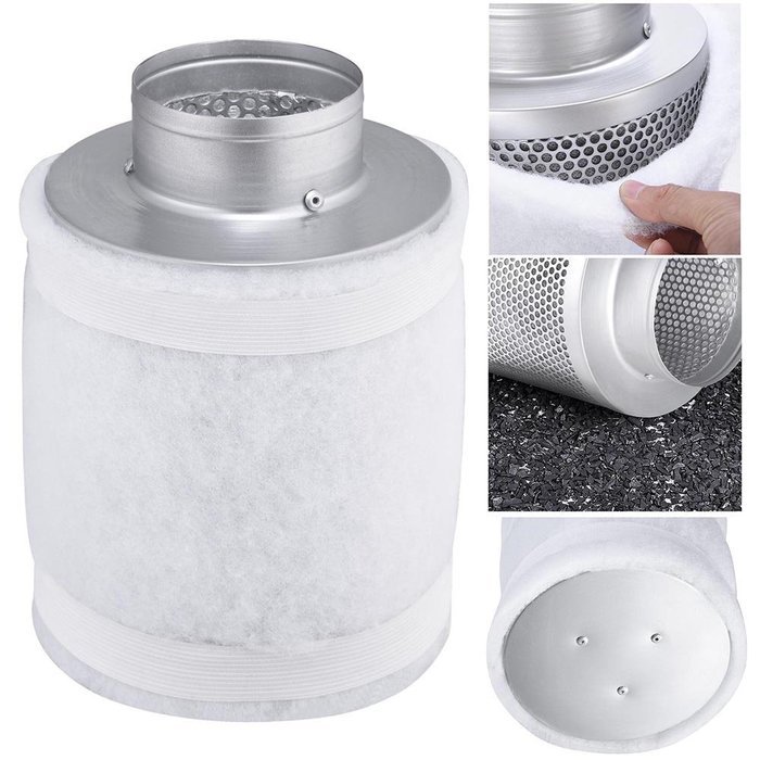 4" 150CFM Hydroponic Air Carbon Filter Odor Control Scrubber for Inline Exhaust