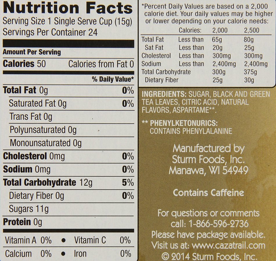Caza Trail Tea, Green Tea, 24 Single Serve Cups N7