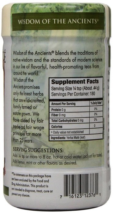 Wisdom of the Ancients Instant Yerba Mate Tea, Unsweetened, 2.82 Ounce N3
