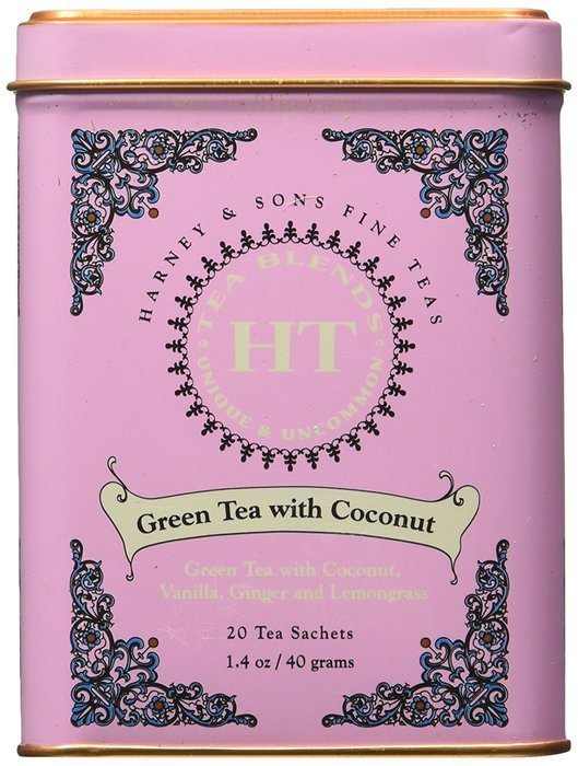 Harney and Sons Fine Teas, Green Tea with Coconut, 20 Sachets (Pack of 3)
