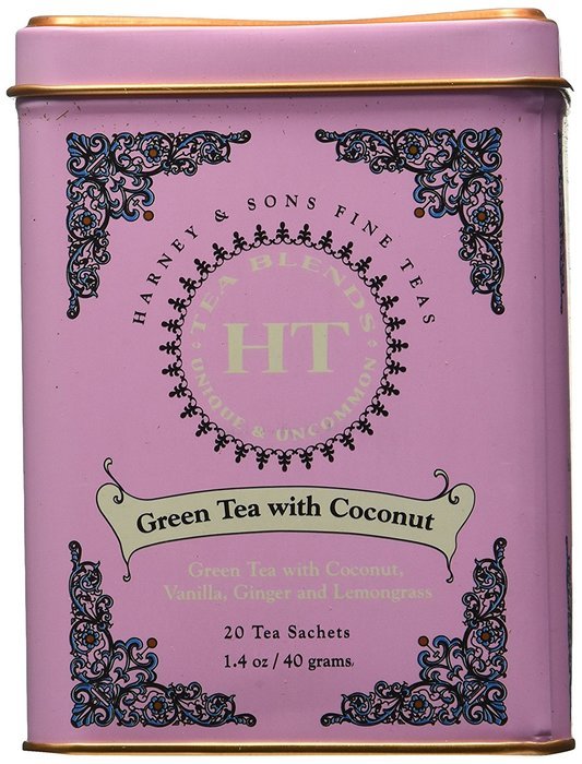 Harney and Sons Fine Teas, Green Tea with Coconut, 20 Sachets (Pack of 3) N3