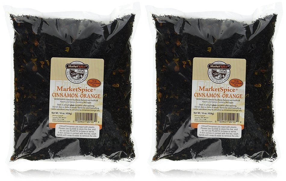 MarketSpice Cinnamon Orange Tea, 1 lb Bags in a BlackTie Box (Pack of 2)