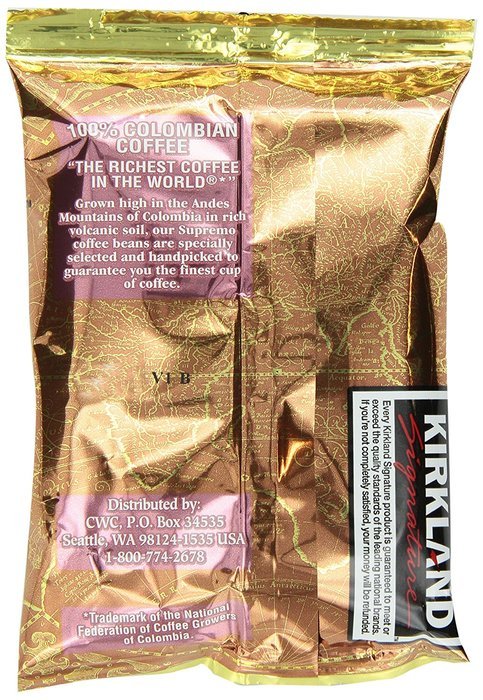 Signature 100% Colombian Coffee, Supremo Bean Dark Roast Fine Grind, 42/1.75 oz Pouches N2