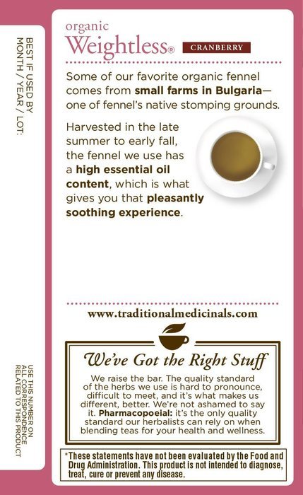 Traditional Medicinals Organic Weightless Cranberry Tea, 16 Tea Bags N4