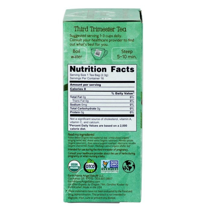 Earth Mama Angel Baby Organic Third Trimester Tea, 16 Teabags/Box (Pack of 3) N14
