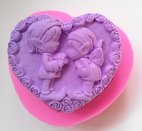 New Arrival! Design 295 Love Heart Shape Angel Flower Silicone 3D Fondant Mold, Soap Mold,Cake Decoration Tool N2