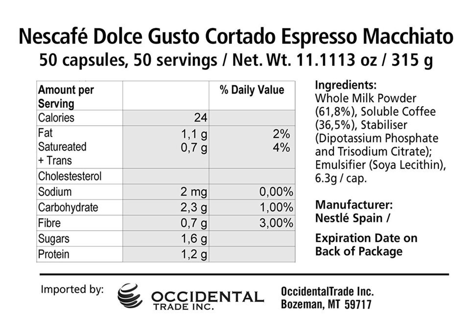 50 X Nescaf&eacute; Dolce Gusto Cortado Espresso Macchiato, 50 Capsules
