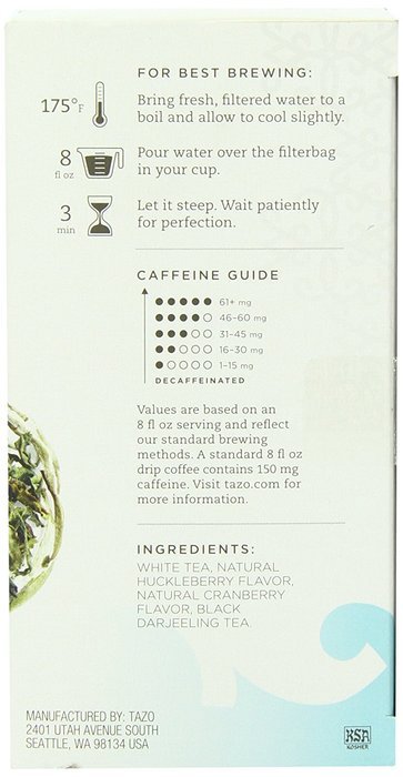 Tazo Berryblossom White Tea, 20-Count Tea Bags (Pack of 6) N2