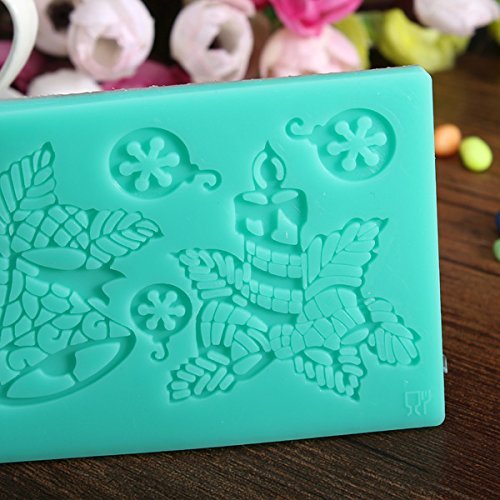 "Christmas Silicone Fondant Lace Mold Bell Candy Cane Candle Sock" shopping N5