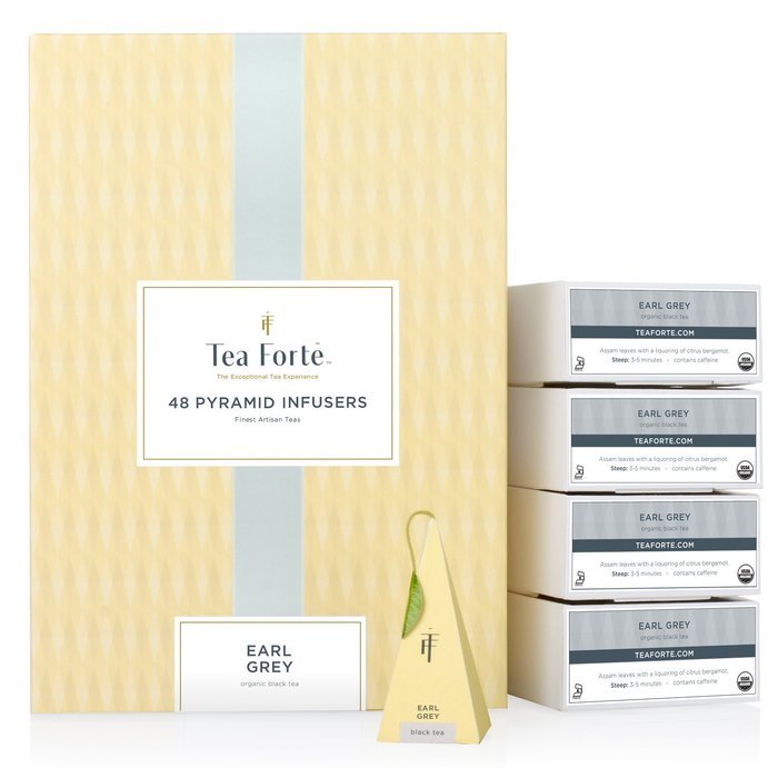 Tea Forte BULK PACK Earl Grey Black Tea, 48 Handcrafted Pyramid Tea Infusers