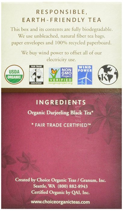 Choice Organic Caffeine Free Chamomile Herbal Tea, 16 Count Box N27