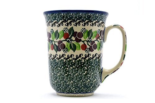 Polish Pottery Mug - 16 oz. Bistro - Burgundy Berry Green