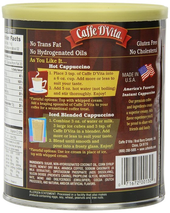 Caffe D'Vita Hazelnut Cappuccino, 1-Pound Cans (Pack of 6) N2