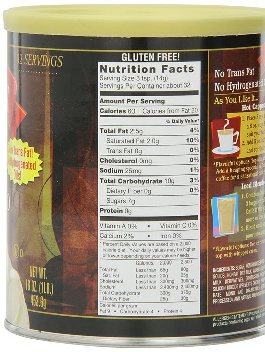 Caffe D'Vita Hazelnut Cappuccino, 1-Pound Cans (Pack of 6) N3