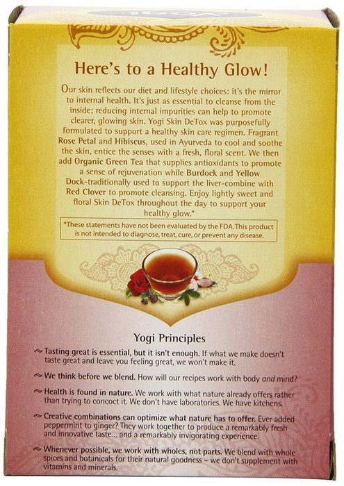 Yogi Skin DeTox Tea, Soothing Rose Hibiscus, 16 Tea Bags (Pack of 6) N3