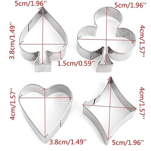 Cookies Cutter Mould Cake Biscuit Pastry Baking Stainless Steel 4 Pcs Poker shopping N2