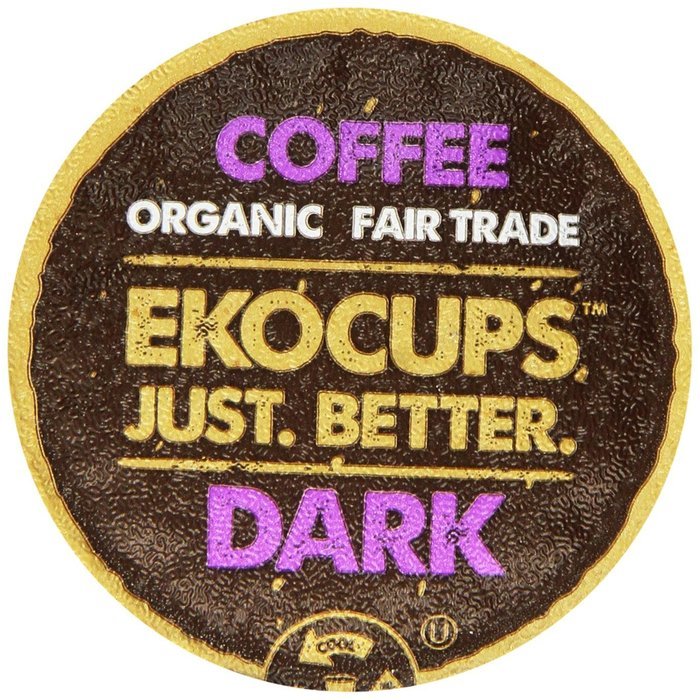 EKOCUPS Organic Artisan Coffee, Dark, Dark roast for Keurig K-cup single serve Brewers, 0.45 Ounce, 10 count