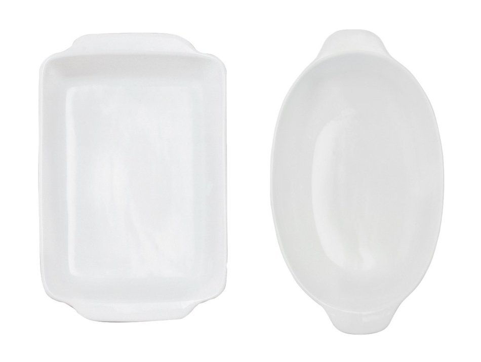 BergHOFF 2 Piece Bianco Oval and Rectangular Baking Set, White
