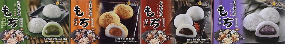 Royal Family Japanese Mochi Variety Pack Including Red Bean, Taro, Green Tea and Peanut, 29.6 oz