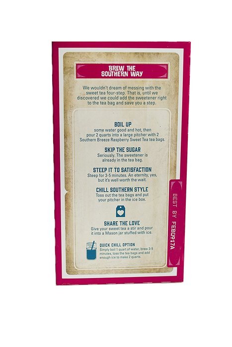 Southern Breeze Sweet Tea, Raspberry, 16 Count (Pack of 6) N3
