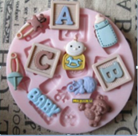 Autek ABC Letter Baby Bear Milk Fondant Mold Silicone Sugar Craft Cake Decorating #3DMold-99 N2