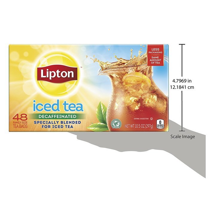 Lipton Family-Sized Black Iced Tea Bags, Decaffeinated Unsweetened 48 Count (Pack of 3) N7