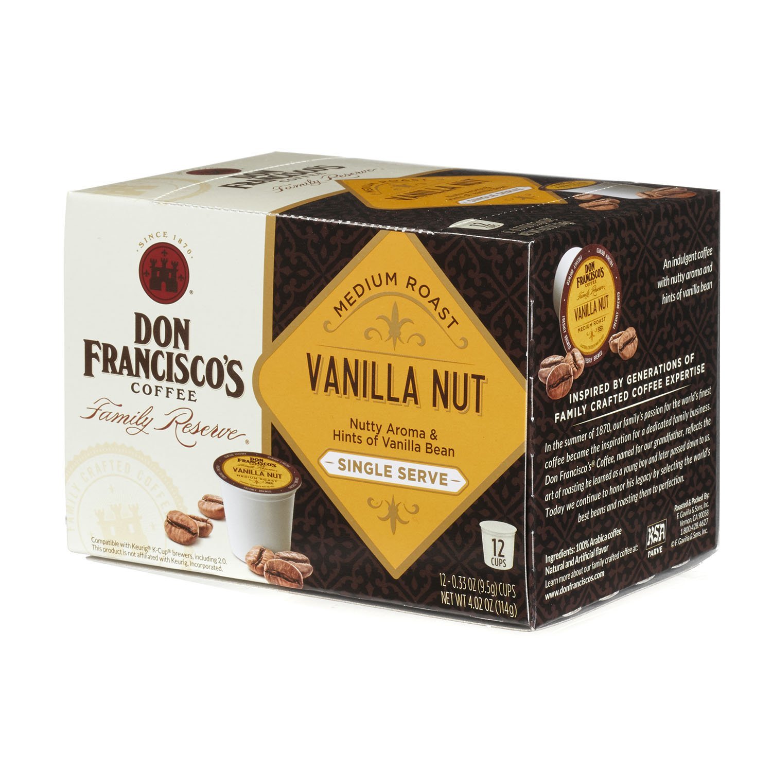 Don Francisco's Coffee Family Reserve Single Serve Coffee, Vanilla Nut ...