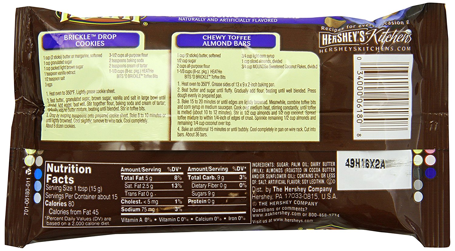 HEATH Bits of Brickle English Toffee Bits, (8-Ounce Bag, Pack of 12) N2 ...