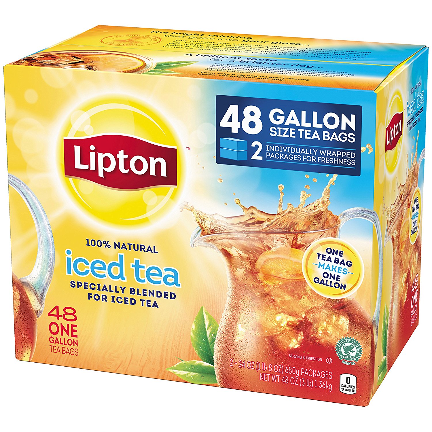 Lipton Gallon Sized Black Iced Tea Bags, Unsweetened, 48 Count N3 free ...