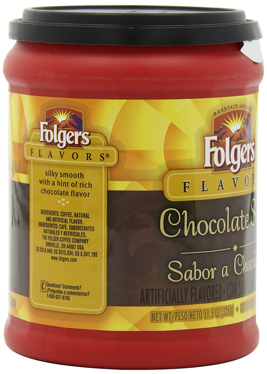 Folgers flavors chocolate silk ground coffee 11 5 ounces pack of 6