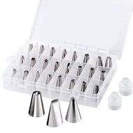 26-Piece Cake Decorating Tips Kits Stainless Steel Icing Tip Set with 2 Reusable Coupler