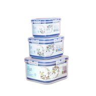 KOX Plastic Food Storage Containers with lids,Sets,Square,blue,3-Piece Set