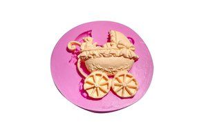 Wocuz MK572 Silicone Baby Buggy Shape Fondant Mold Candy Making Mold Cake Decoration Gum Mould