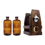 Cathy's Concepts Personalized Rustic Craft Beer Carrier with Two Bullet Growlers, Letter Q N12