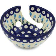 Polish Pottery Yarn Bowl 6-inch Floral Peacock