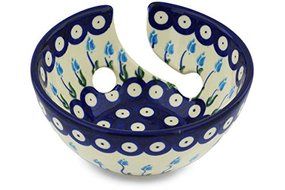 Polish Pottery Yarn Bowl 6-inch Floral Peacock N4