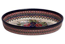 Polish Pottery Large Oval Baker, 14 x 10 x 2" N2